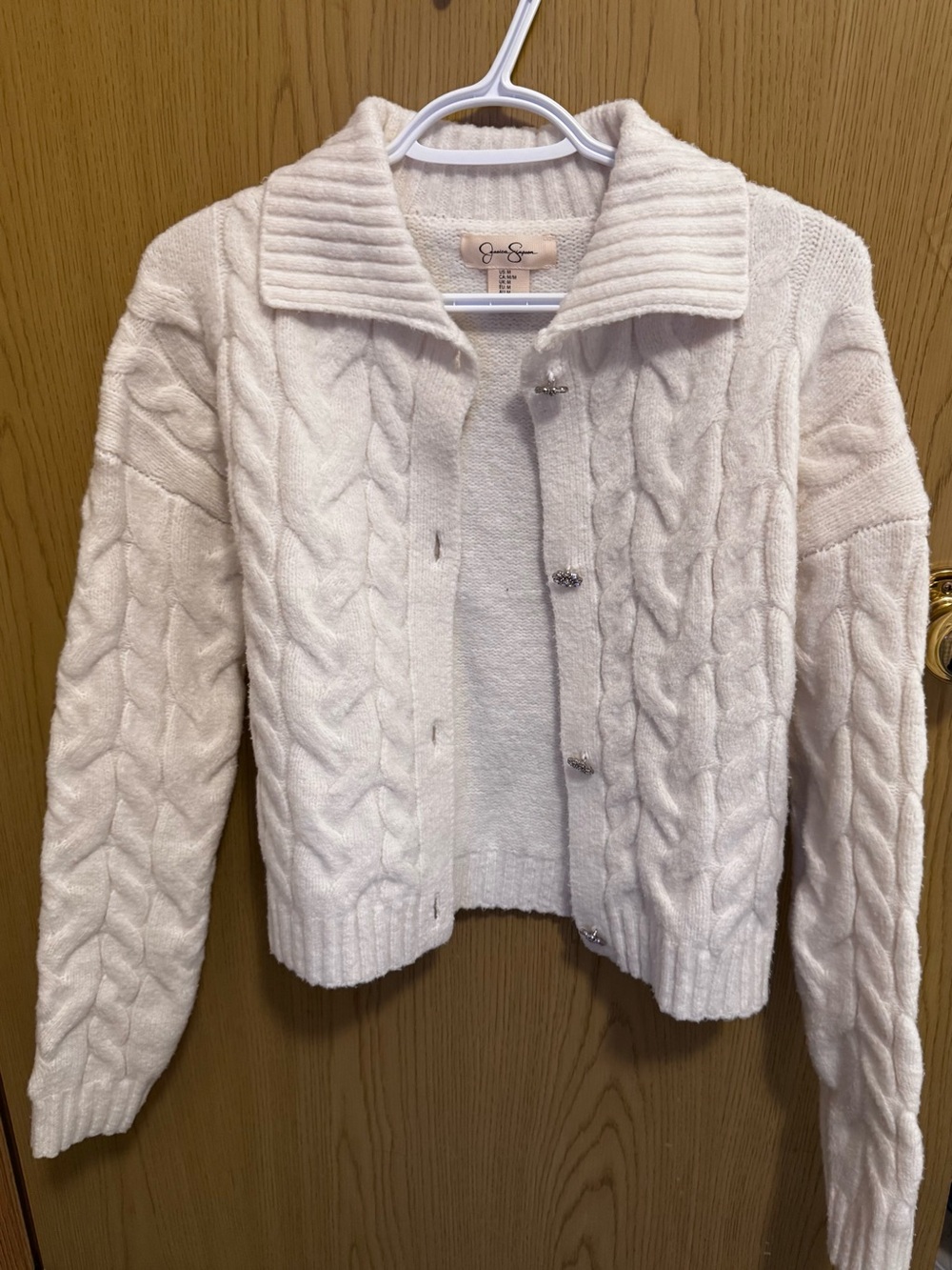 Jessica Simpson Cream Cable Knit Cardigan Sweater